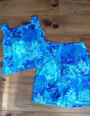 John Roberts tank and skirt set SZ 12, Blue/Green